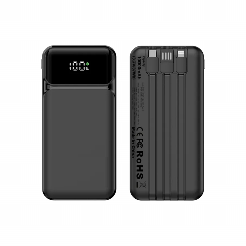 Baterii externe (Powerbanks) - Baterie Externa 10.000 mAh, Fast Charging, Tehnologie High Speed PD 22.5W, 3 Cabluri Integrate, 3 Porturi, Incarcare Bidirectionala