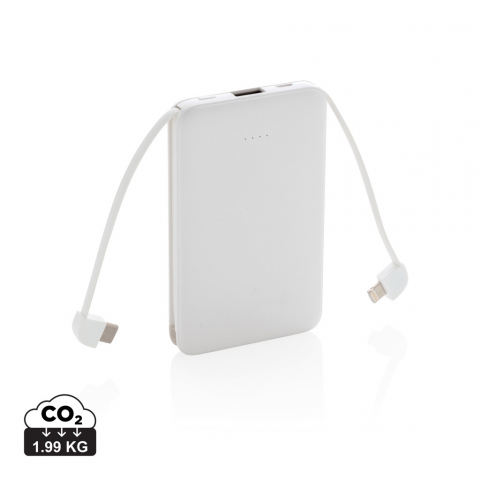 Baterii externe (Powerbanks) - Baterie externă compactă 5.000 mAh cu cabluri 3-în-1 integrate