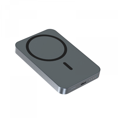 Baterii externe (Powerbanks) - Baterie Externa Wireless Magnetica iCharge, Ronic X, 10.000 mAh, Compatibila iPhone 12-15 Pro Max si Android, 15W, Portabila, Cablu Type-C inclus, Gri