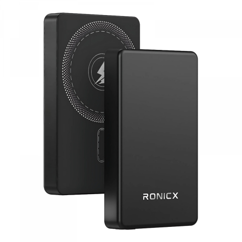 Baterii externe (Powerbanks) - Baterie Externa Wireless Slim, 10.000 mAh, Incarcare Rapida Magnetica 15W
