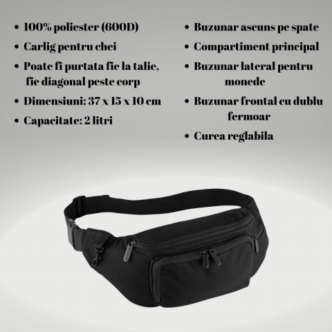 Borseta Festival, Ronic, 4 buzunare, 37 x 15 x 10 cm, unisex, negru [6]