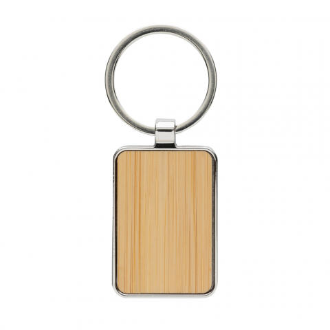 Breloc dreptunghiular din aliaj de zinc reciclat și bambus [1]