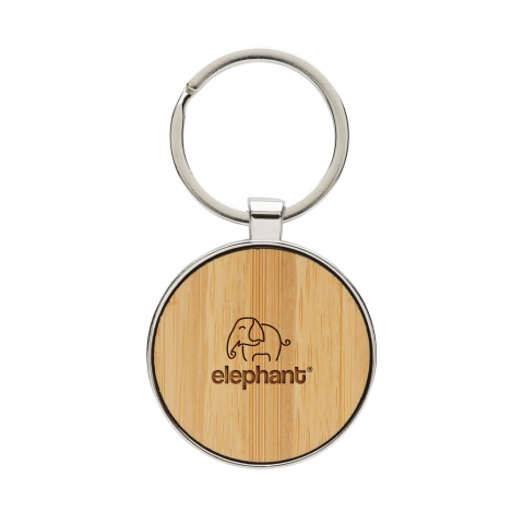 Breloc rotund din aliaj de zinc reciclat și bambus [5]