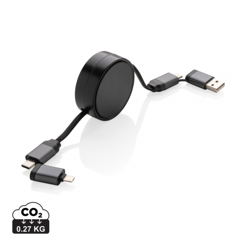 Cablu retractabil de încărcare și transfer de date 6 în 1 – 100 cm Adaptoare & cabluri - Cablu retractabil de încărcare și transfer de date 6 în 1 – 100 cm