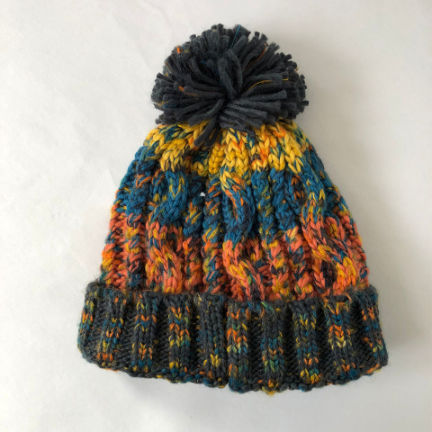 Caciula captusita Corks din tricot, marime universala, unisex, portocaliu/albastru/galben [1]