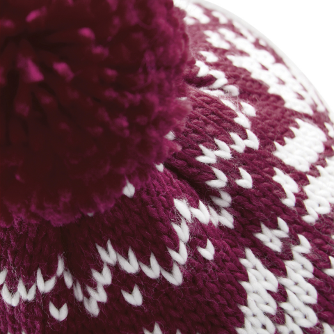 Caciula Fair Isle, Ronic, material acrilic, marime universala, unisex, visiniu [1]