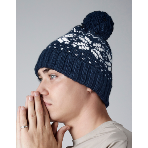 Caciula Fair Isle, Ronic, material acrilic, marime universala, unisex, visiniu [3]