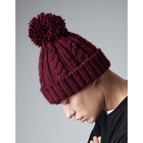 Caciula Melange, Ronic, tricotata manual, marime universala, unisex, visiniu [2]