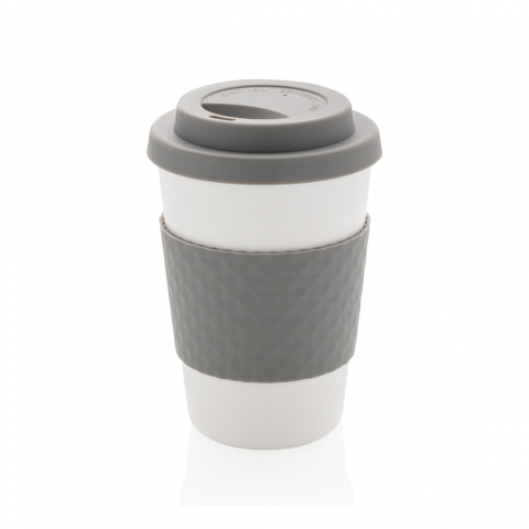 Cană reutilizabilă 270 ml cu capac și manșon din silicon [1]