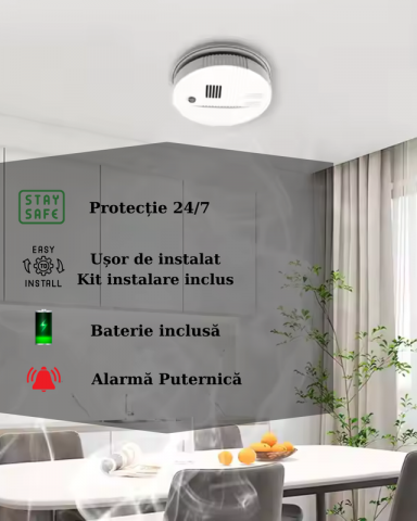 Detector Fum Sense, Tehnologie Fotoelectrica, Functie de Test, Alarma puternica [1]