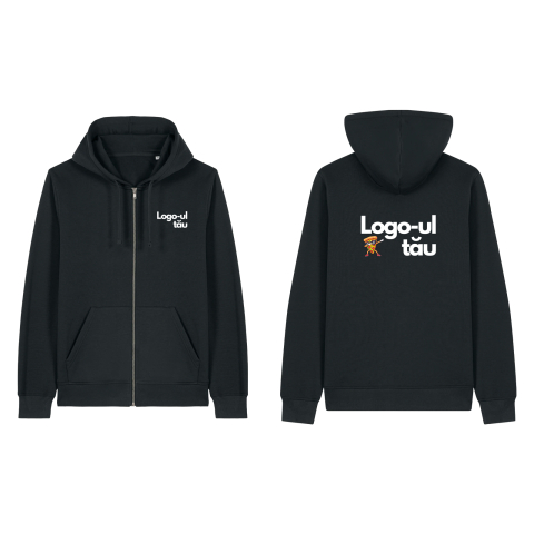 Produse personalizate (exemple) - Hanorac cu fermoar personalizat, Pocket + Spate