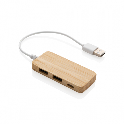 Hub USB 2.0 eco din bambus – cu 2 x USB-A și 1 x USB-C [1]