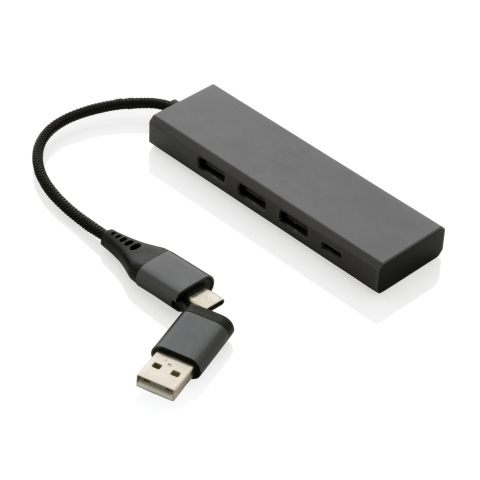 Hub USB eco din aluminiu reciclat – 3 x USB-A și 1 x USB-C [1]