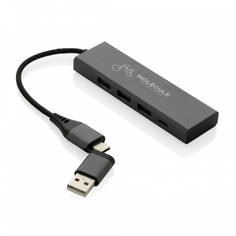 Hub USB eco din aluminiu reciclat – 3 x USB-A și 1 x USB-C [4]