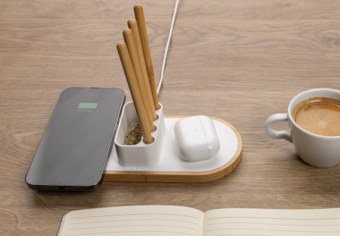 Încărcător wireless eco dual 10W cu suport pentru pixuri [8]