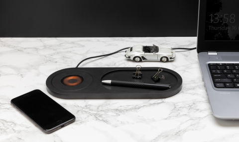 Încărcător wireless modern 10W cu design transparent și tavă organizatoare [7]