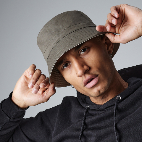 Palarie Ronic Bucket cu doua fete, unisex, kaki/bej, S/M [4]