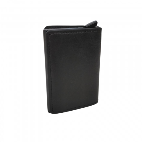 Portofele & Portcarduri - Portofel carduri Clipster, Ronic X, slim, 7-9 carduri, compartiment pentru bacnote, piele ecologica (PU), protectie RFID, carcasa aluminiu, unisex, negru