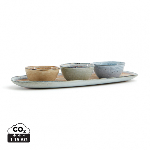 Set Platou din ceramică cu 3 boluri VINGA Nomimono Obiecte de masă - Set Platou din ceramică cu 3 boluri VINGA Nomimono