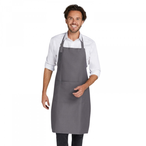 Sort bucatar Lisbon, Ronic X, 100% bumbac organic, buzunar cu 2 compartimente (40 x 20 cm), 280 g/m², reglabil, 85 x 71 cm, gri [1]