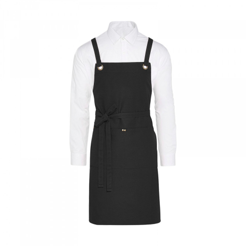 Șorțuri - Sort bucatar Twill, RONIC X, bumbac 100%, panza fina, buzunar frontal cu 2 compatimente, 85 x 75 cm, unisex, negru