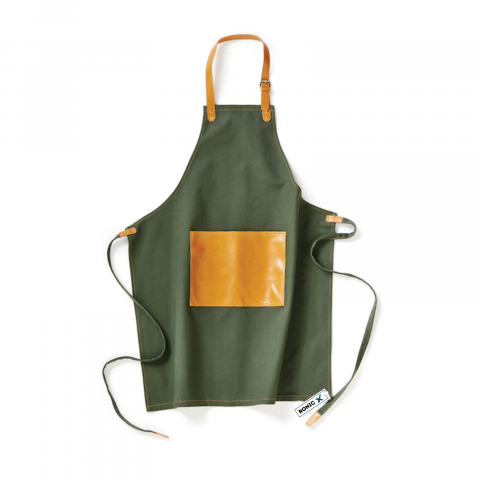OUTLET -40% - Sort bucatarie Asado, Vinga of Sweden, aspect vintage, canvas stonewashed, detalii din piele vegana, buzunar frontal