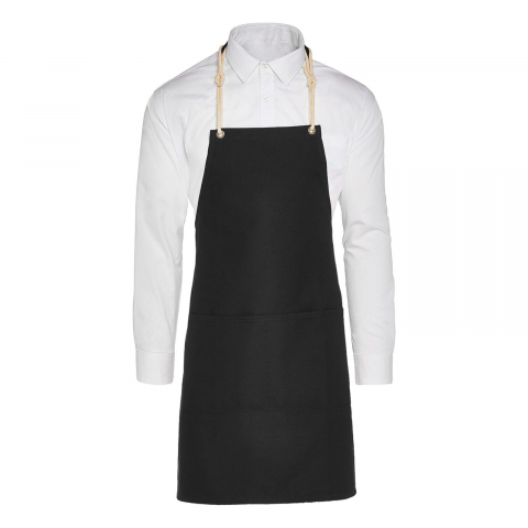 Sort de bucatarie Cord, Ronic, 100% bumbac, panza twill fina, buzunar frontal mare cu 2 compartimente, 80 x 70 cm, negru [1]