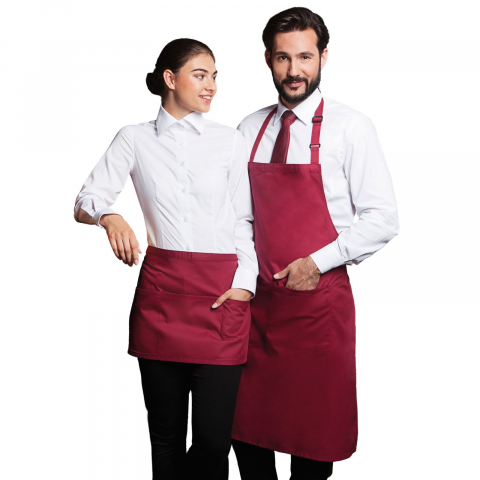 Sort ospatar, chelner, bucatarie, marime universala, buzunar pe intreaga latime 60 x 22 cm cu 3 compartimente fiecare 20 x 22 cm, visiniu [2]