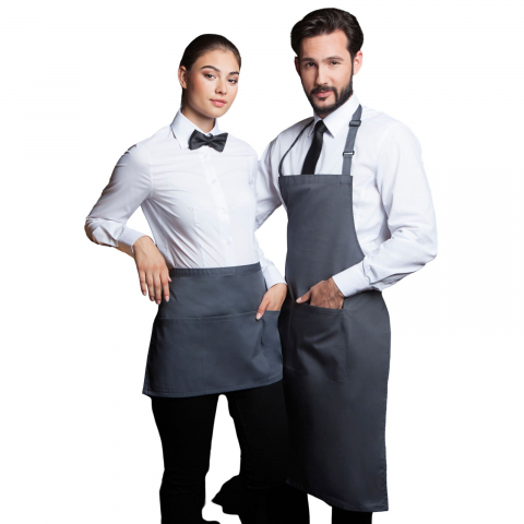 Sort ospatar, chelner, bucatarie, marime universala, buzunar pe intreaga latime 60 x 22 cm cu 3 compartimente fiecare 20 x 22 cm, gri [2]