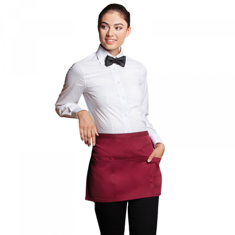 Sort ospatar, chelner, bucatarie, marime universala, buzunar pe intreaga latime 60 x 22 cm cu 3 compartimente fiecare 20 x 22 cm, visiniu [1]