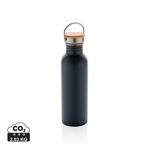 Sticlă modernă din inox cu capac din bambus – 710 ml [0]