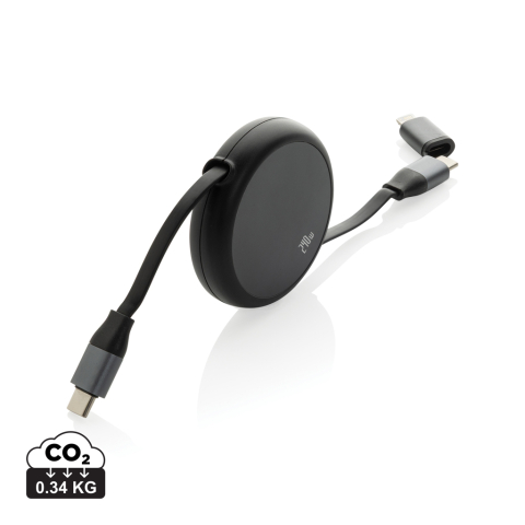 Terra RCS recycled aluminium retractable 240W 2-in-1 cable ACCESORII TELEFOANE - Terra RCS recycled aluminium retractable 240W 2-in-1 cable