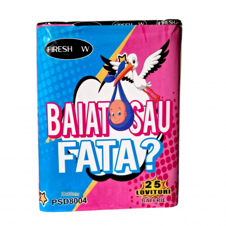 Baterii Cat. T1 - Combinații de comete de zi ROZ pentru Gender Reveal | 25 focuri