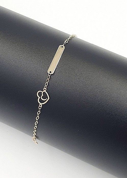 Bratara aur galben 14K bebelusi copii gravabila Inimioare [2]