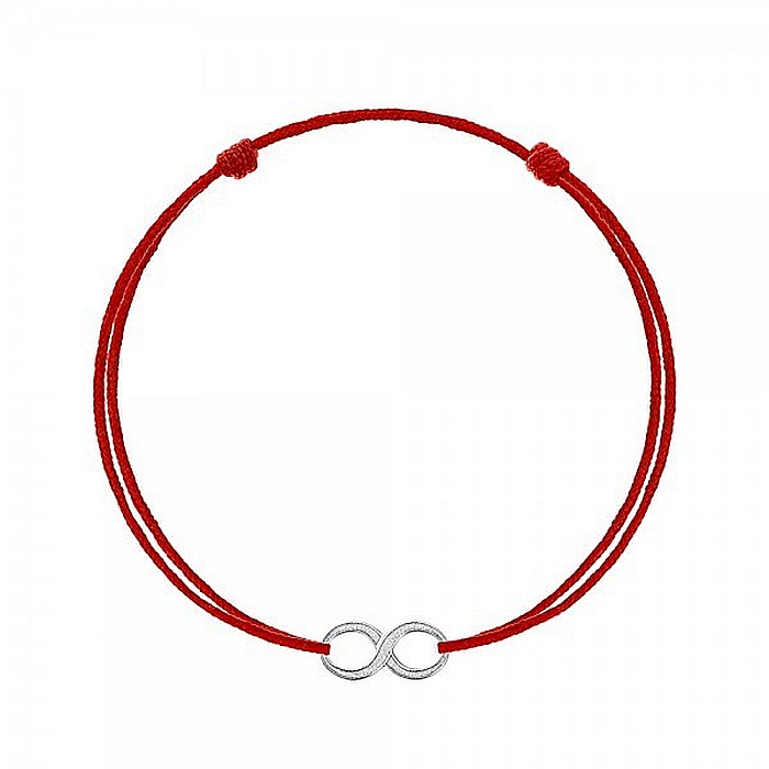 Bratara cu pandant din aur alb 14k nou nascut bebelusi snur rosu Infinit 8mm [2]