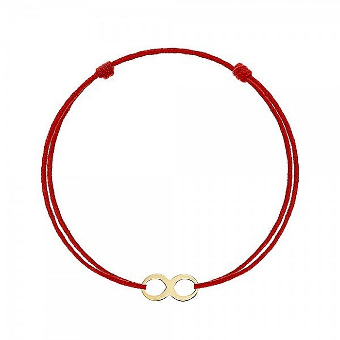 Bratara cu pandant din aur galben 14k nou nascut bebelusi snur rosu Infinit 8mm [2]