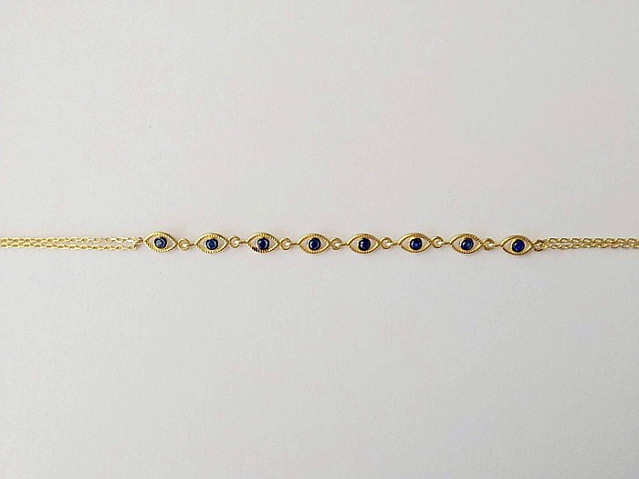 Bratara de aur 14K mobila reglabila dama cu pietre albastre [2]