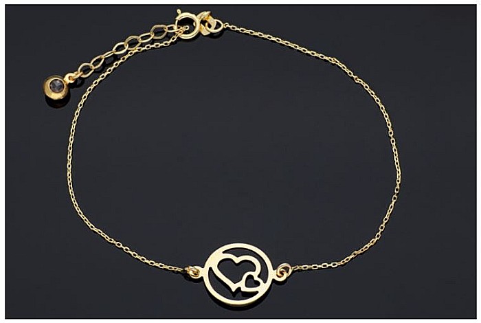 Bratara din aur 14k mobila dama femei 2 Inimioare [2]
