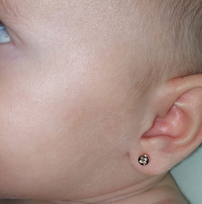 Cercei aur 14K bebelusi copii Cerculete 4mm cu 4 diamante [2]