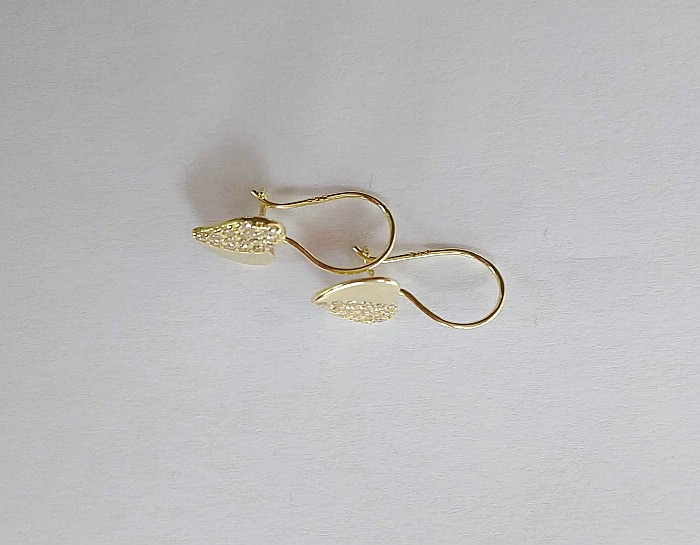 Cercei aur 14K Tortite fete copii Inimioare cu pietre albe 1.2 cm [3]