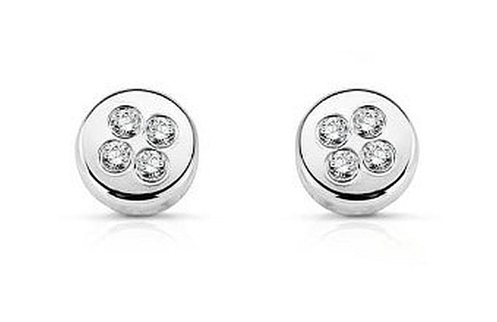 Cercei aur alb 14K bebelusi copii Cerc 4mm cu 4 diamante [4]
