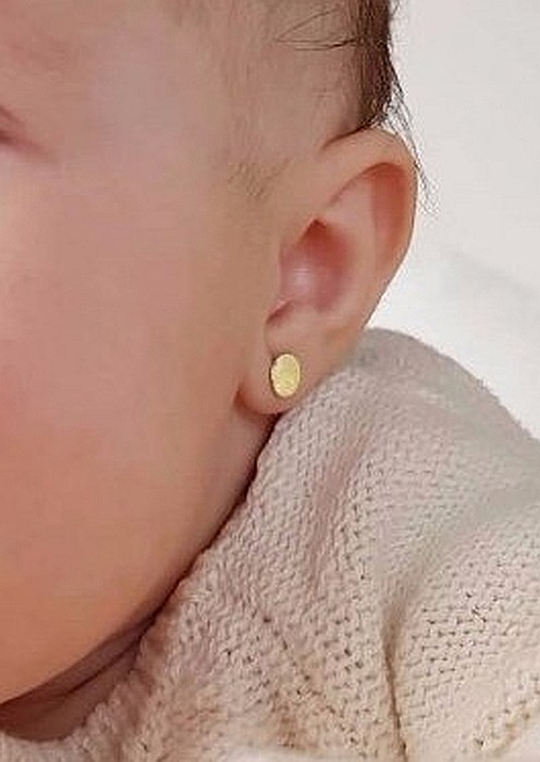 Cercei aur alb 14K cu surub nou nascuti bebelusi Banuti 6mm [3]