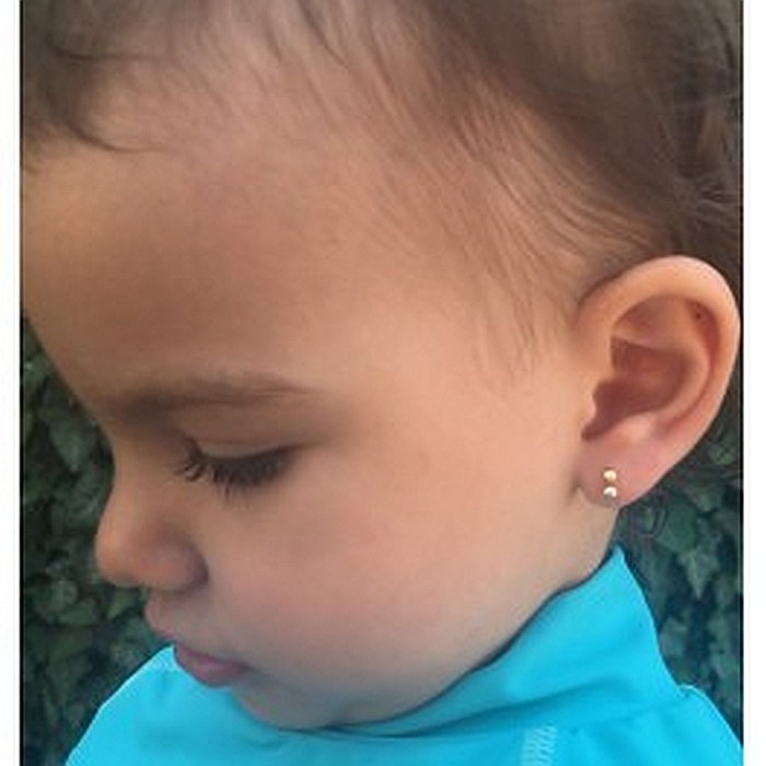 Cercei aur alb 14K cu surub nou nascuti bebelusi Bobite duble [3]