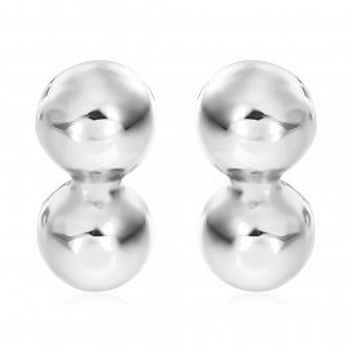 Cercei aur alb 14K cu surub nou nascuti bebelusi Bobite duble [2]