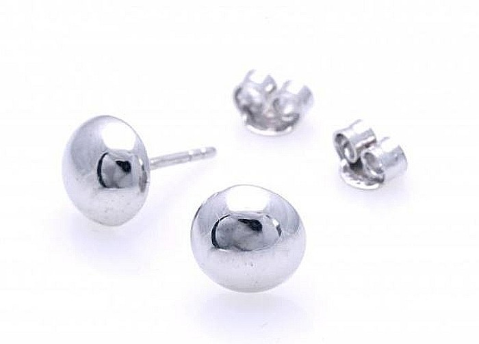 Cercei aur alb 14k dama cu surub Bilute plate 7,5 mm [2]