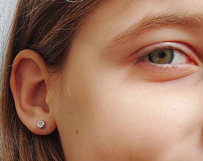 Cercei aur alb 9K 4.5mm, nou nascuti bebelusi cu Diamant [2]