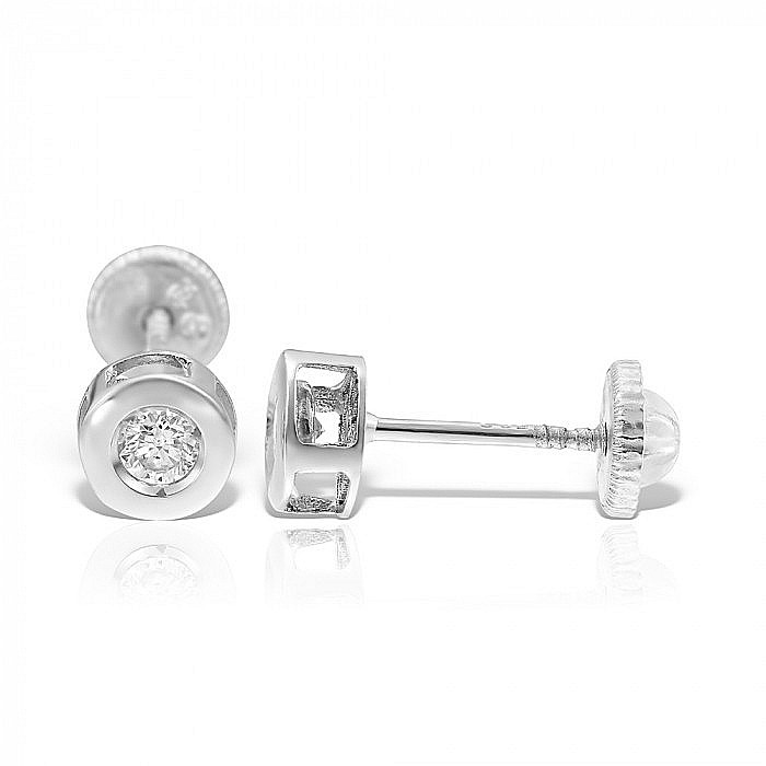 Cercei aur alb 9K 4.5mm, nou nascuti bebelusi cu Diamant [3]