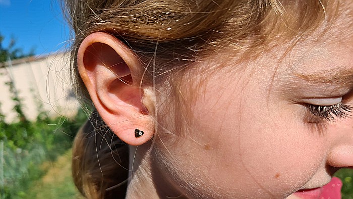 Cercei aur alb cu protectie bebelusi copii Inimioare Safir [3]