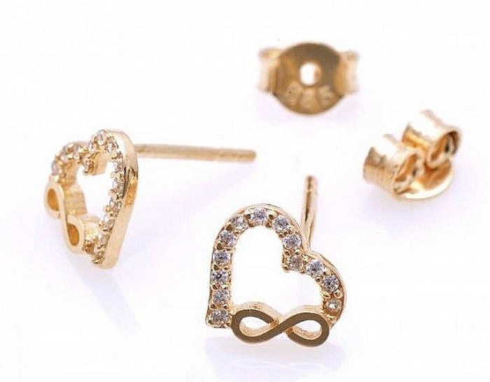 Cercei de aur 14k dama cu surub Cerc cu pietre colorate Zirconiu [2]