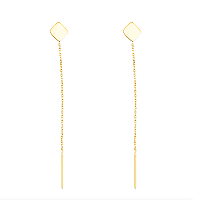 Cercei de aur 14K lungi simpli lantisor mobil dama ROMB [2]